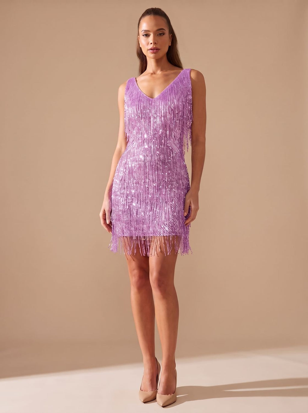 Women's Sequin Fringe Mini Dress | A-Line Party Dress