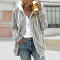 Women's Plush Fleece Zip-Up Hooded Jacket