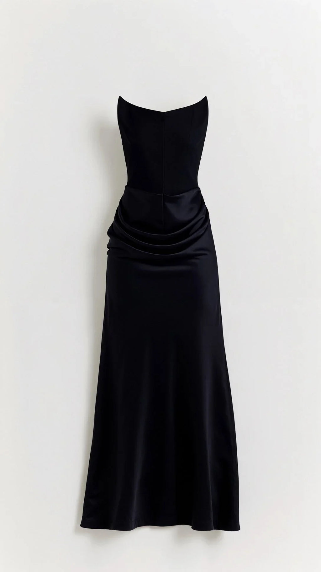 Robe longue drapée sans bretelles pour femme