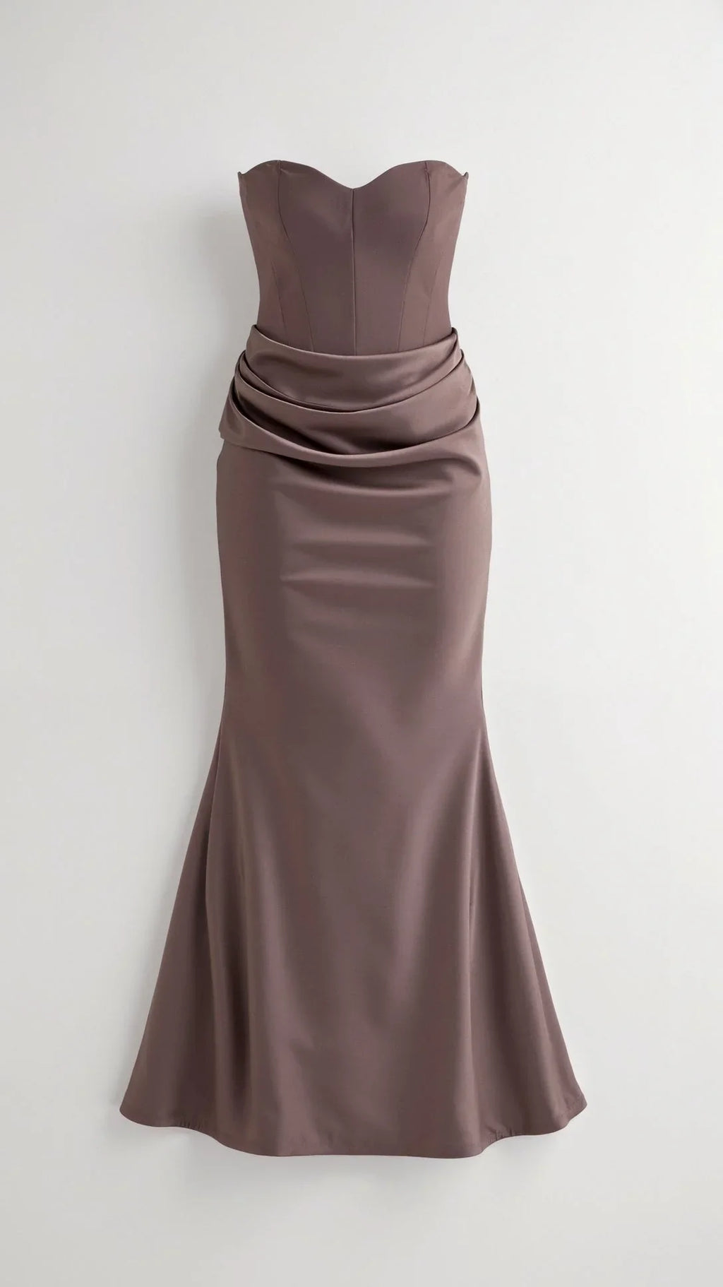 Robe longue drapée sans bretelles pour femme