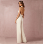 Women's Halter Neck Backless Wide Leg Jumpsuit
