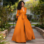 Women's Long Sleeve Maxi Dress | A-Line V-Neck