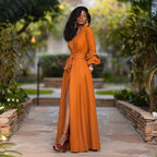 Women's Long Sleeve Maxi Dress | A-Line V-Neck
