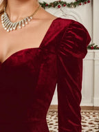 Robe de soirée de Noël pour femme | Robe en velours à manches longues