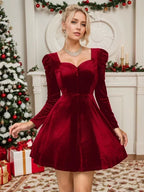 Robe de soirée de Noël pour femme | Robe en velours à manches longues