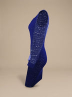 Robe moulante à paillettes pour femme avec manches transparentes
