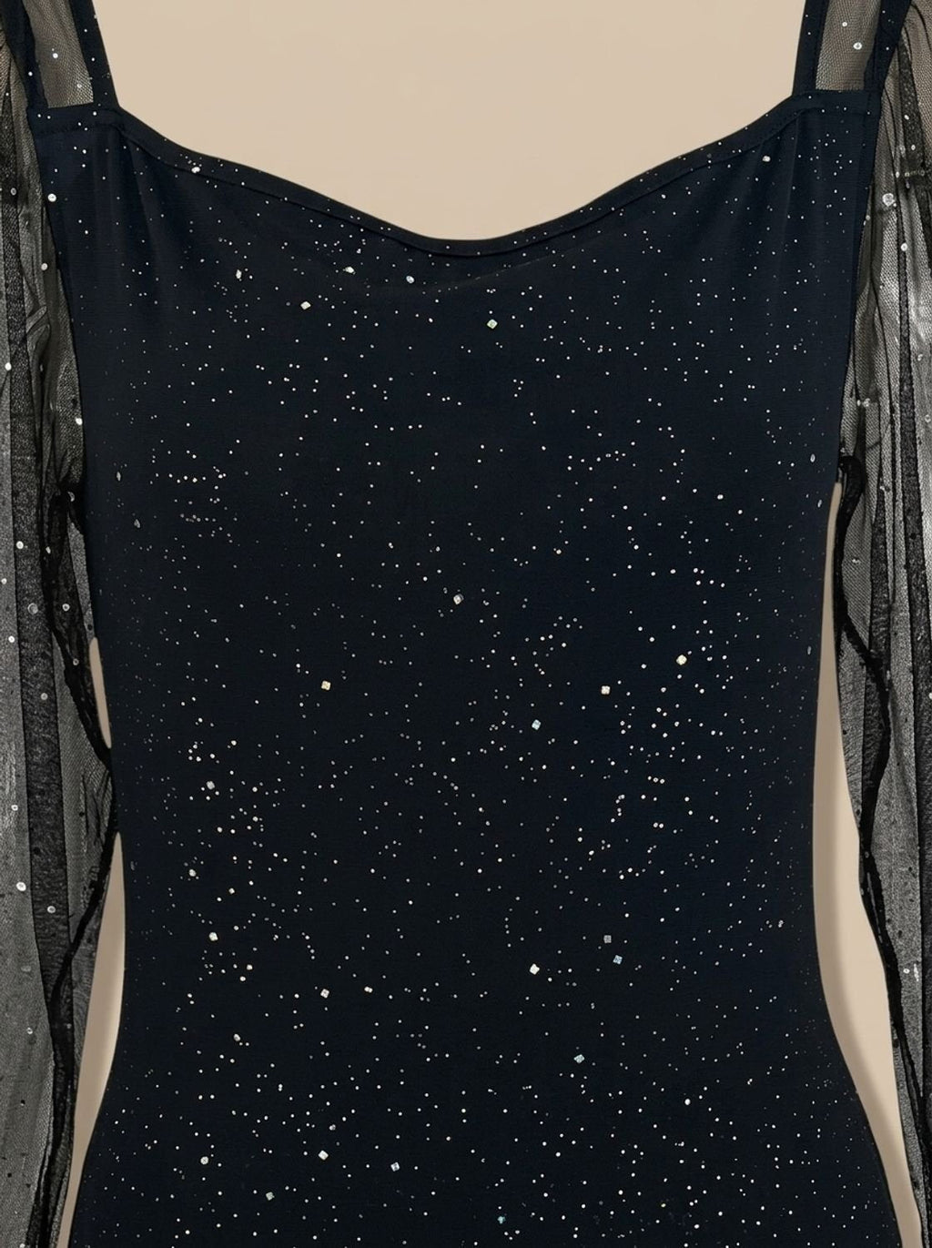 Robe moulante à paillettes pour femme avec manches transparentes