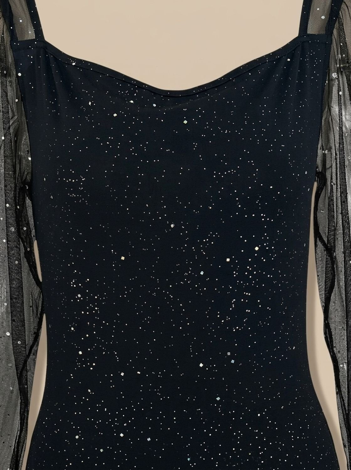 Robe moulante à paillettes pour femme avec manches transparentes