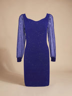 Robe moulante à paillettes pour femme avec manches transparentes