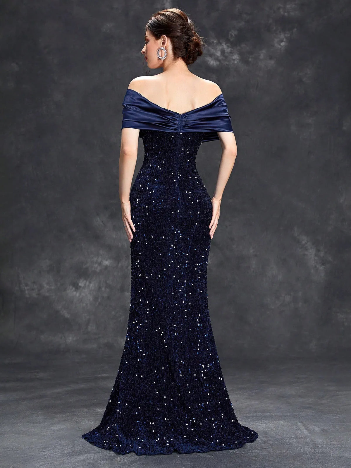 Women's Sequin Maxi Dress | Off-Shoulder Christmas Party Gown