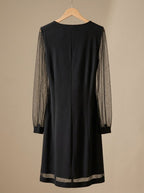 Women's Christmas Party Dress with Glitter Mesh Sleeves