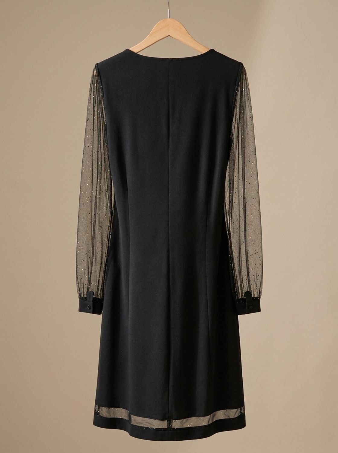 Women's Christmas Party Dress with Glitter Mesh Sleeves