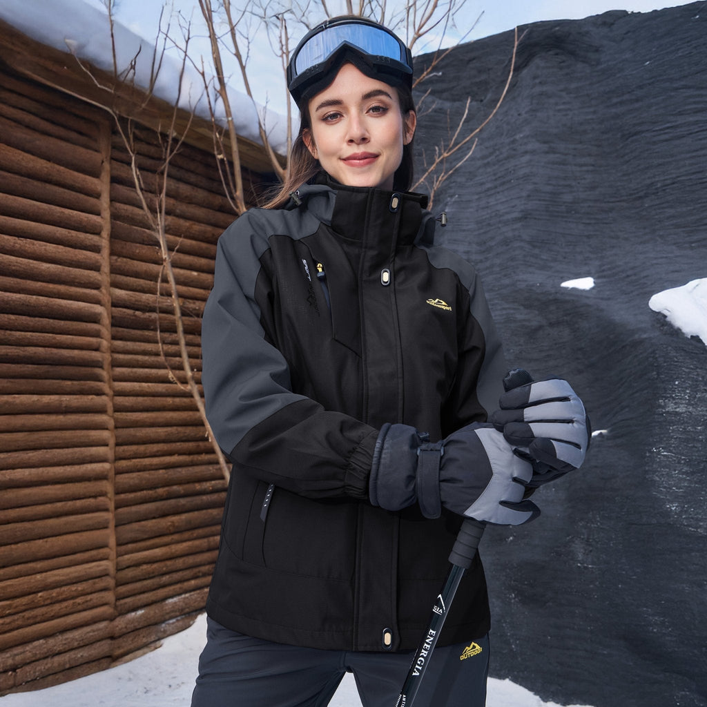 Veste de ski 3-en-1 pour femme avec capuche et doublure en polaire
