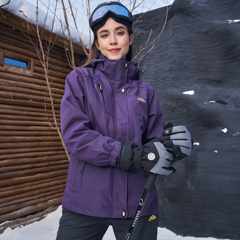 Veste de ski 3-en-1 pour femme avec capuche et doublure en polaire