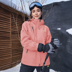 Veste de ski 3-en-1 pour femme avec capuche et doublure en polaire