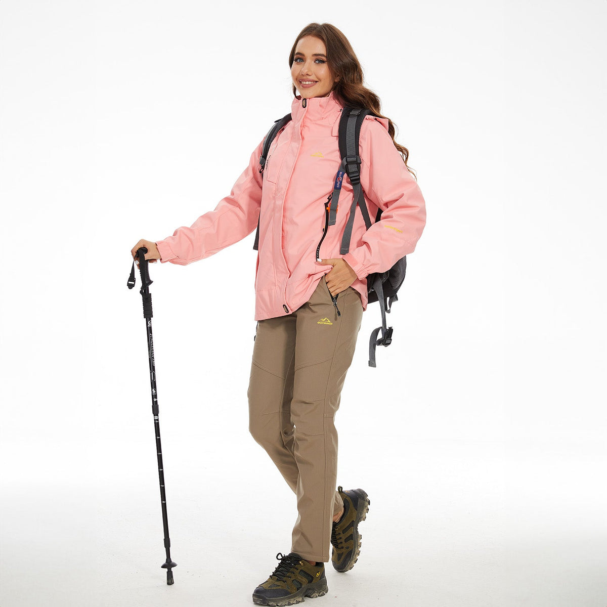 Veste de ski 3-en-1 pour femme avec capuche et doublure en polaire