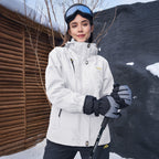Veste de ski 3-en-1 pour femme avec capuche et doublure en polaire