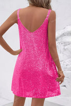 Robe courte à sequins pour femme | Robe de soirée à col en V