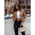 Women’s Suede-Look Biker Jacket with Zip Front