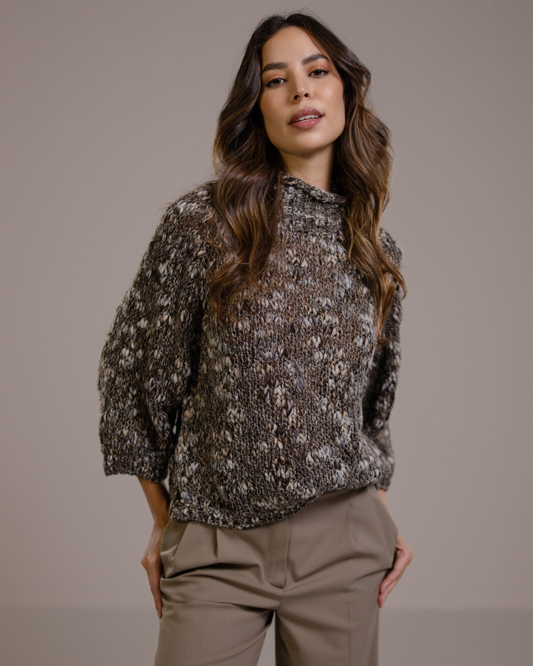 Robe-pull en maille pour femme, mélange de laine