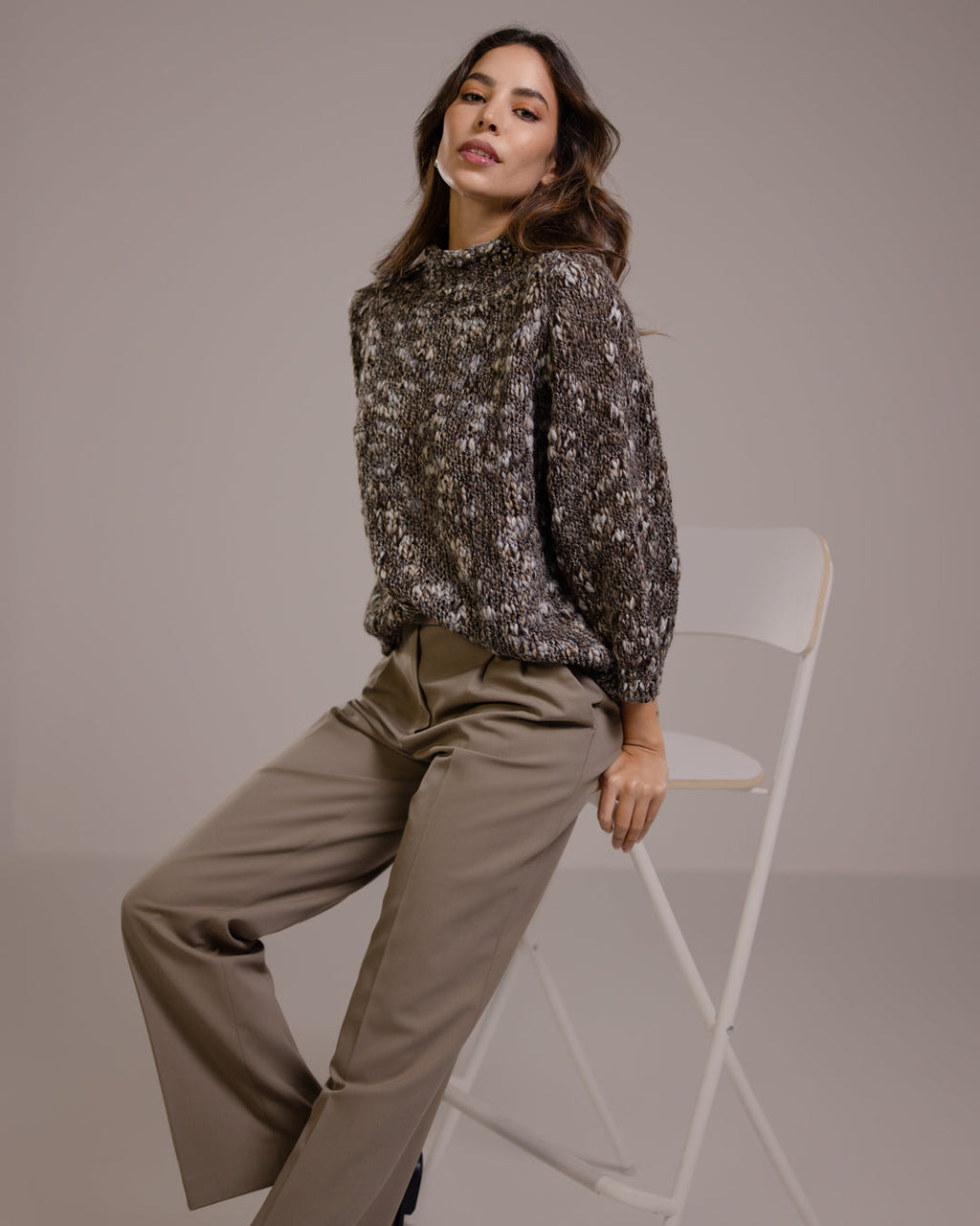 Robe-pull en maille pour femme, mélange de laine