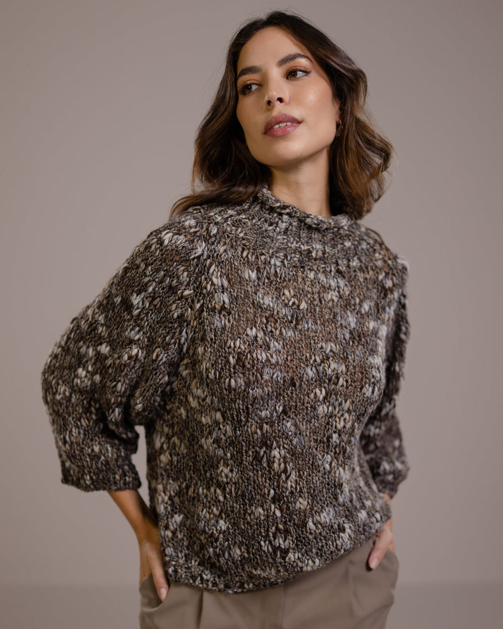 Robe-pull en maille pour femme, mélange de laine