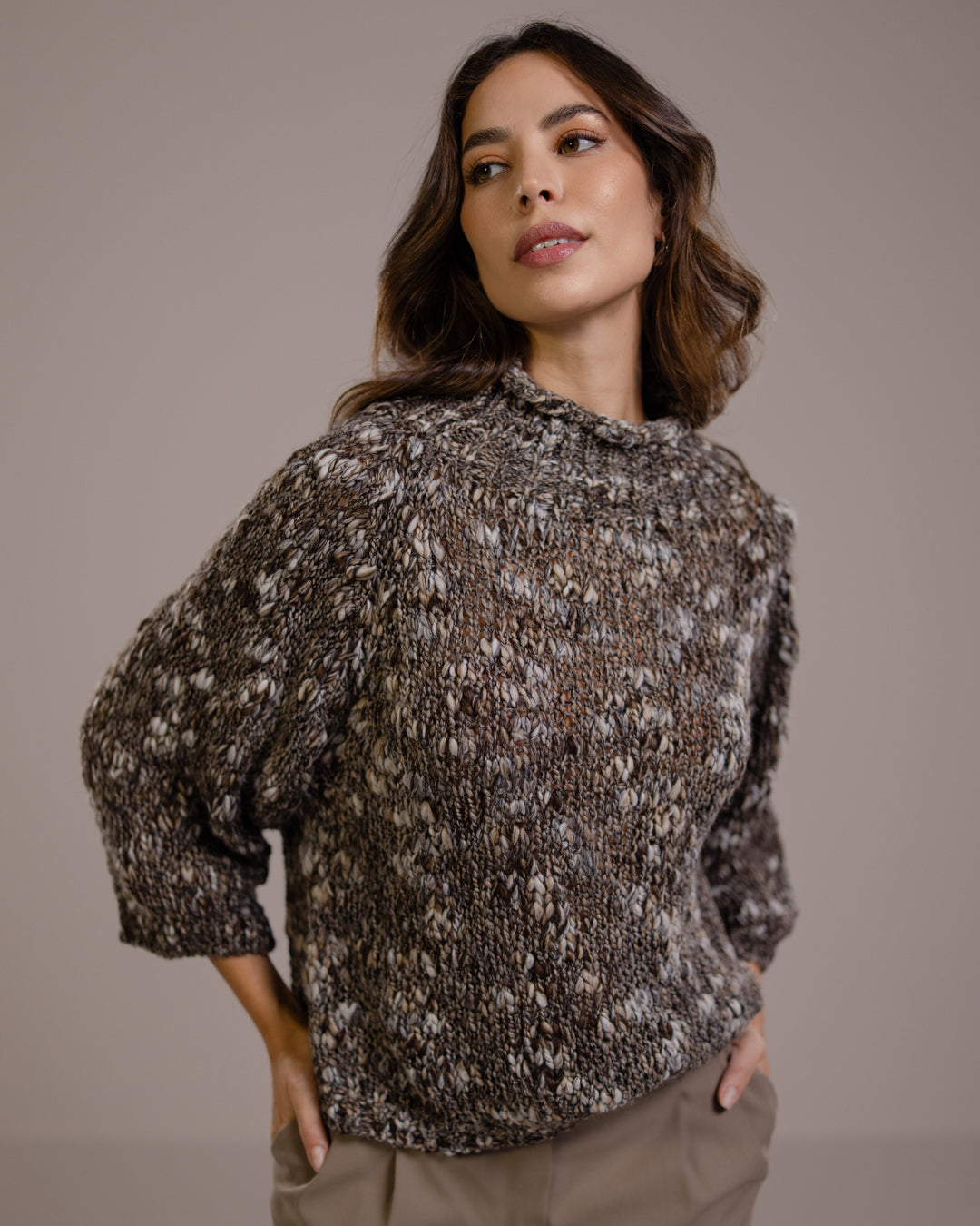 Robe-pull en maille pour femme, mélange de laine
