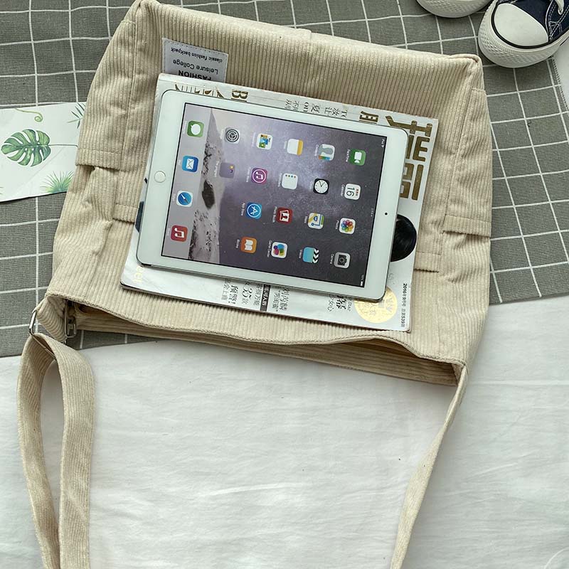 Women’s Corduroy Multi-Pocket Shoulder Bag