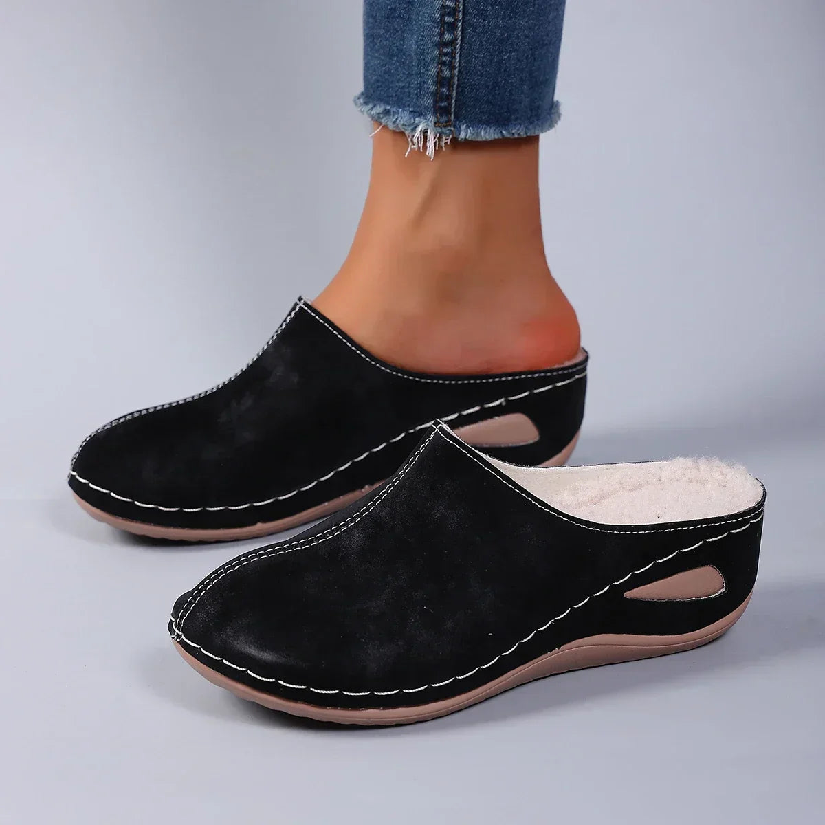 Women's Suede Slip-On Clogs with Cushioned Footbed for Summer