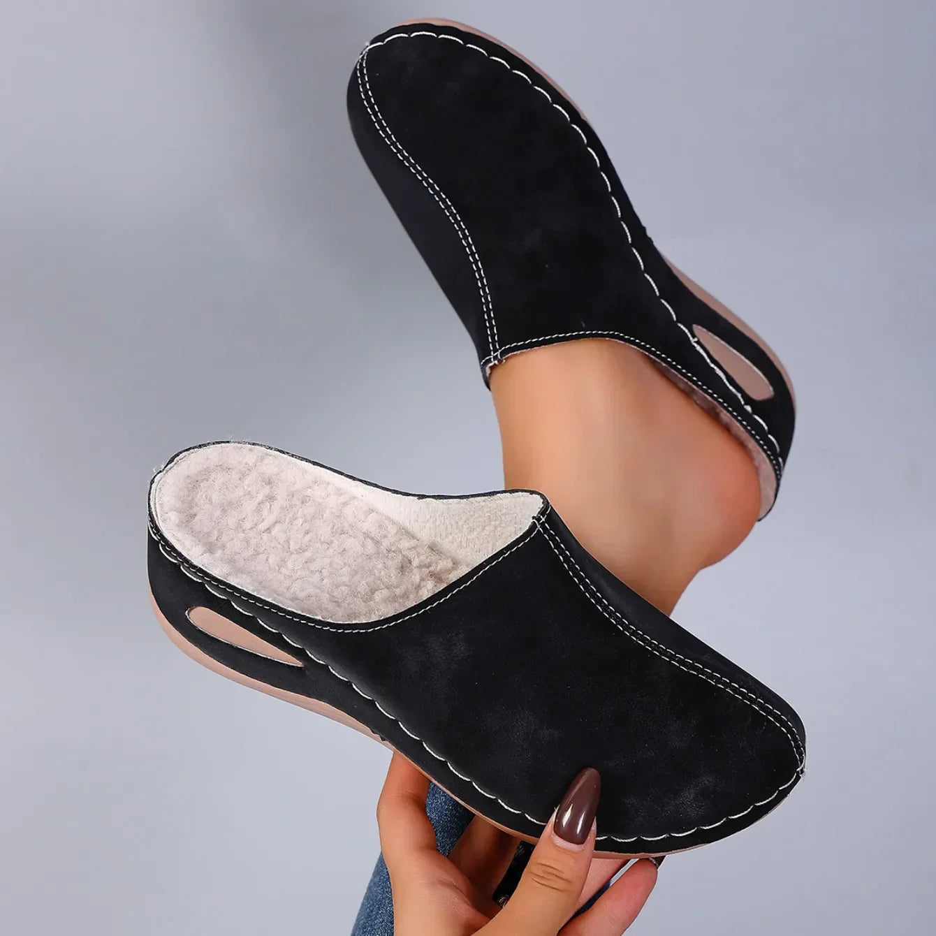 Women's Suede Slip-On Clogs with Cushioned Footbed for Summer