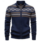 Cardigan en maille à motif Fair Isle pour homme | Col montant et fermeture éclair intégrale