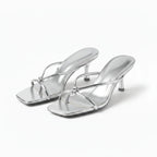 Knotted Strap Heeled Mule Sandals