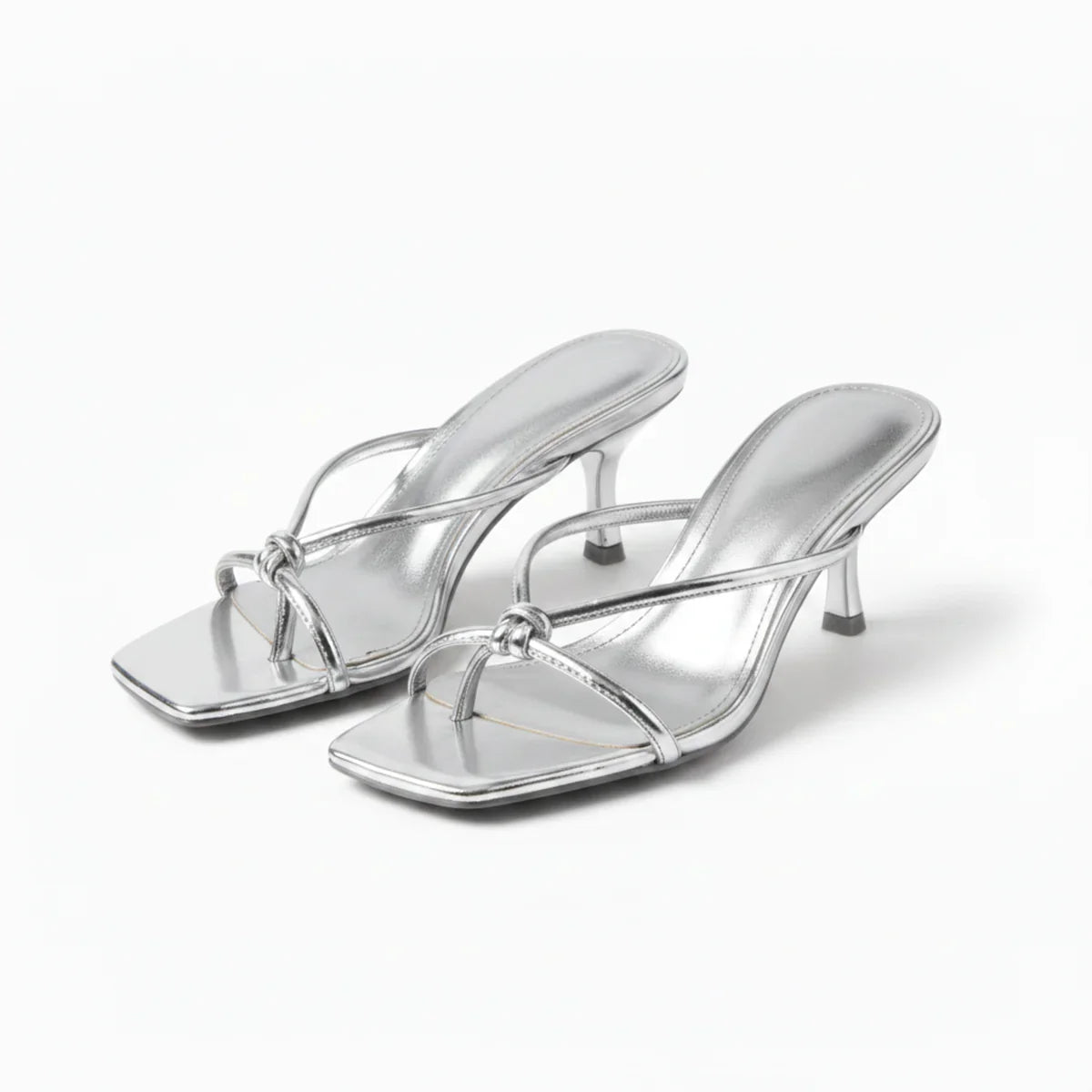 Women's Leather Mule Heeled Sandals for Summer